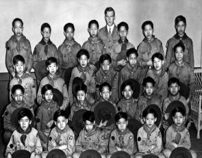 The Chinese Americans Citizens League at 36 Harrison Avenue sponsored Troop 34 of the Boy Scouts in the early 1930s. (CHSNE collection)